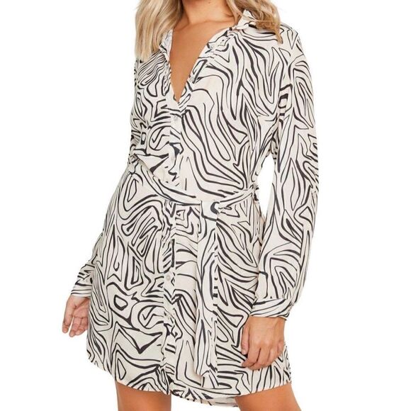Boohoo Abstract Wrap Dress Sz 6 - Picture 1 of 4